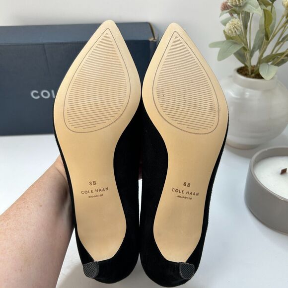Cole Haan Vandam Suede Leather Pumps 65MM Pointed Toe Black Women 8B Tried On - Picture 9 of 12